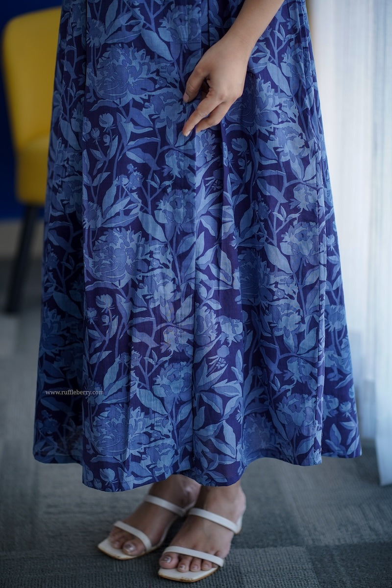 blueberry cotton wrap dress