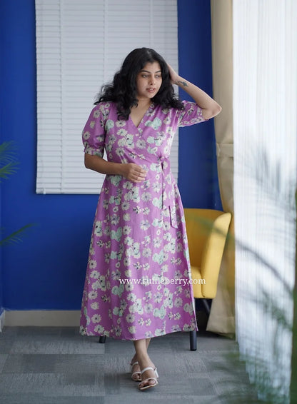 Delilah Lavender Cotton Wrap Dress