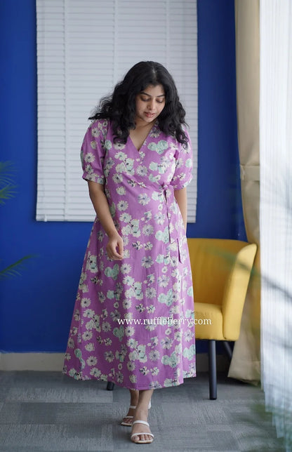 Delilah Lavender Cotton Wrap Dress