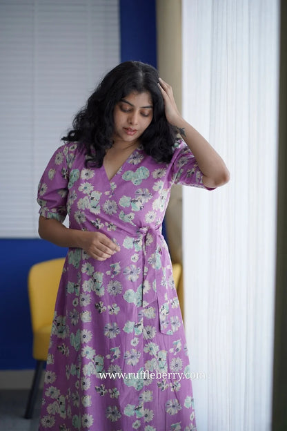 Delilah Lavender Cotton Wrap Dress