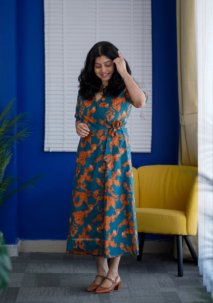 Matcha Cotton Wrap Dress