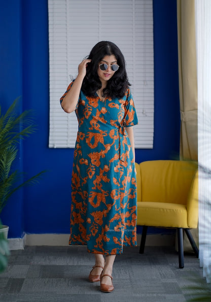 Matcha Cotton Wrap Dress