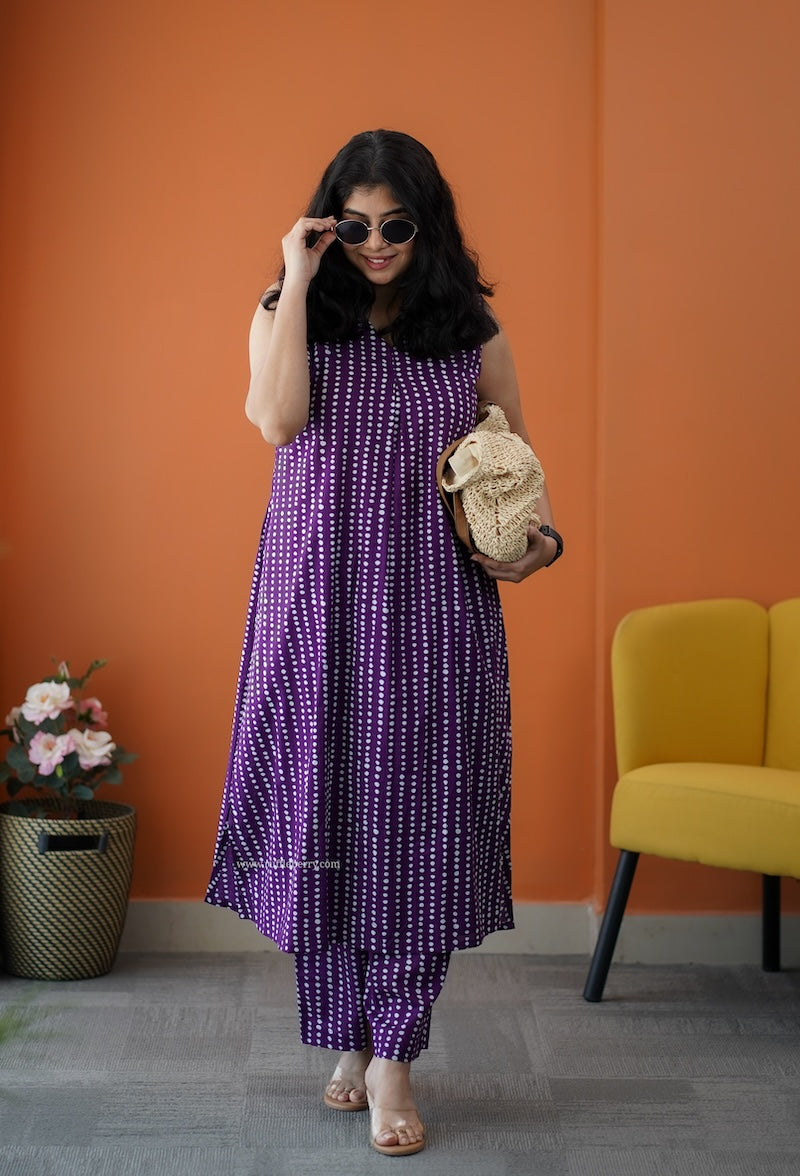barsa purple cotton co-ord set