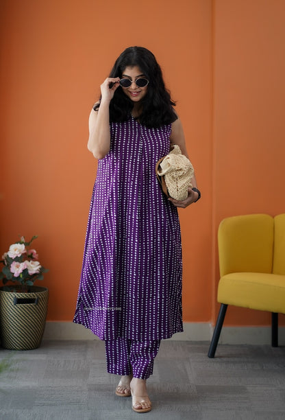 Barsa Purple Cotton Co-ord Set