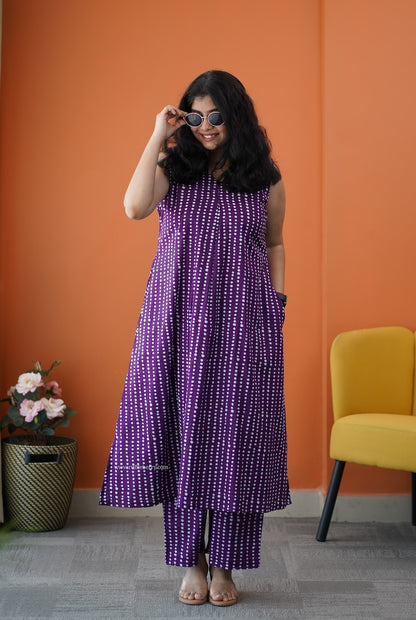 Barsa Purple Cotton Co-ord Set