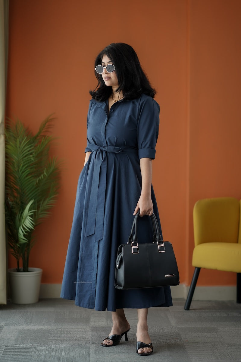cindy cotton flared shirt dress