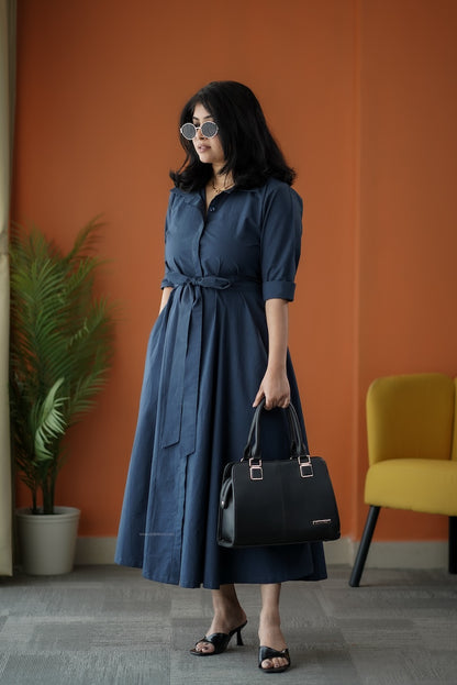 Cindy Cotton Flared Shirt Dress