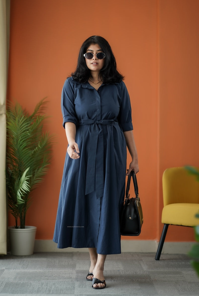 cindy cotton flared shirt dress