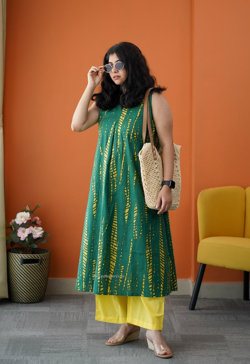 barsa dark green cotton co-ord set