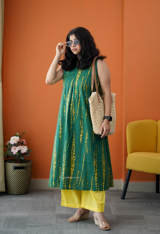 Barsa Dark Green Cotton Co-ord Set