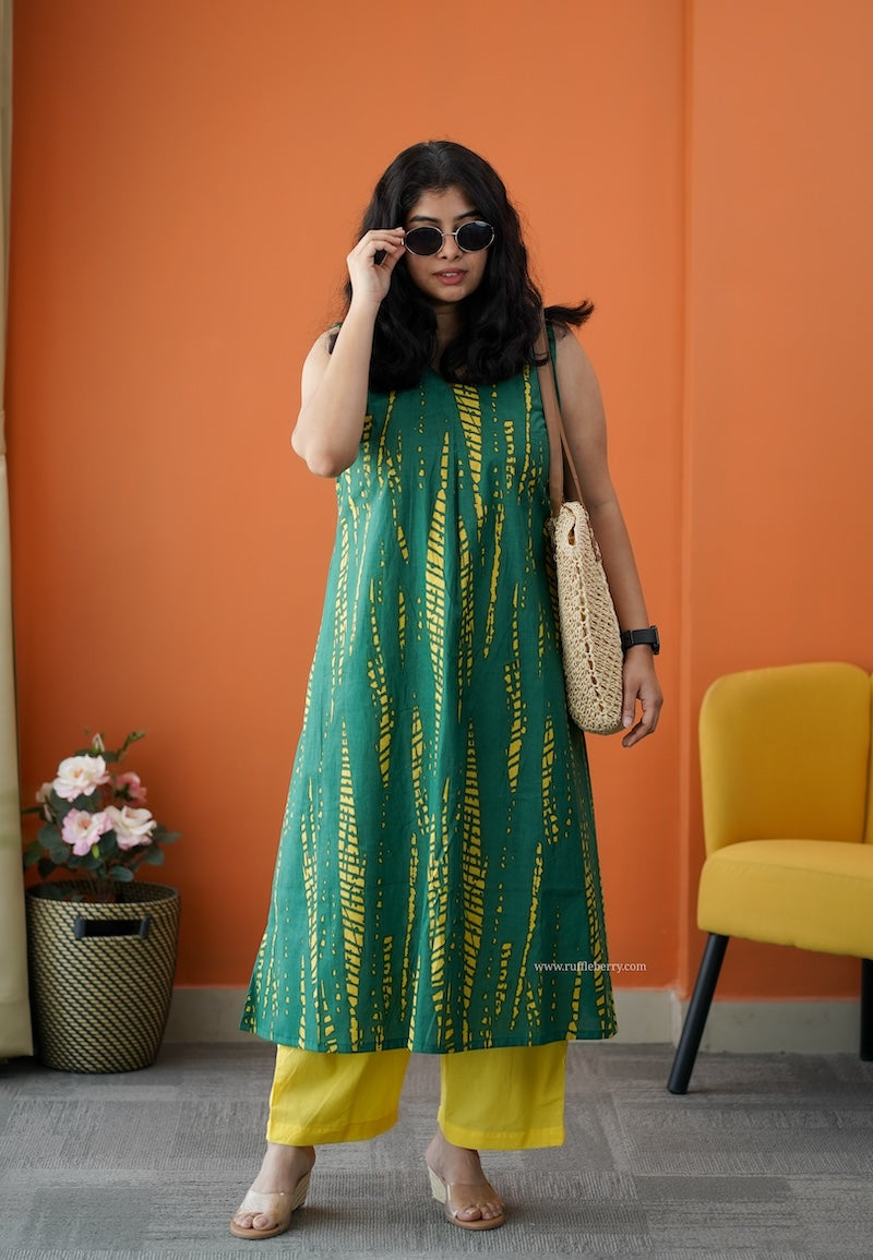 barsa dark green cotton co-ord set