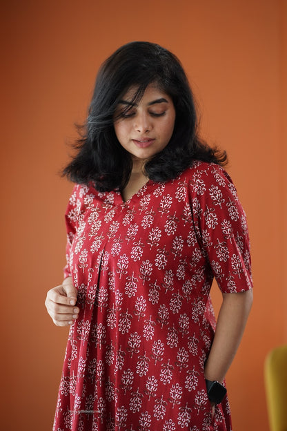 June Red Cotton Co-ord Set