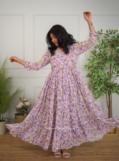 Jasbi Lavender Georgette Tier Dress