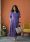 Iris Violet Cotton A-Line Dress