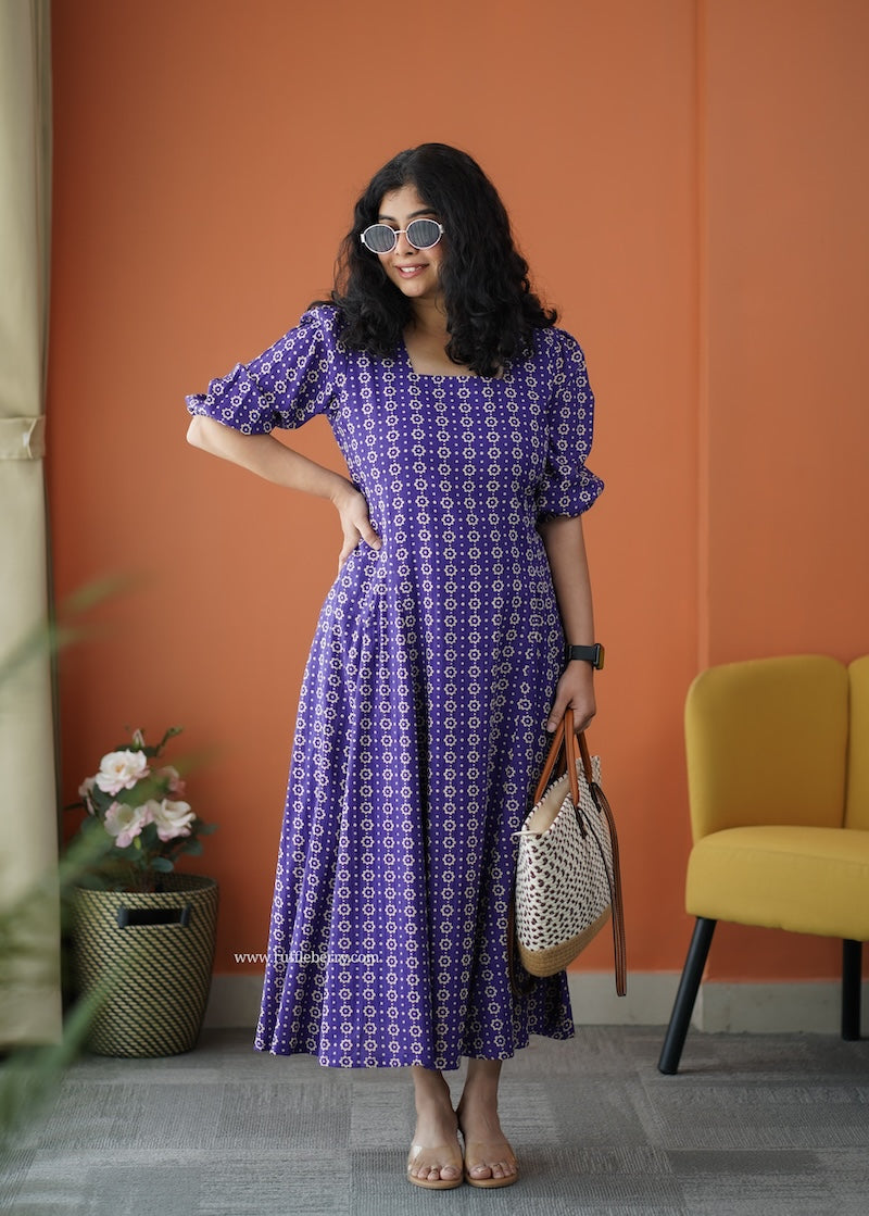 iris violet cotton a-line dress