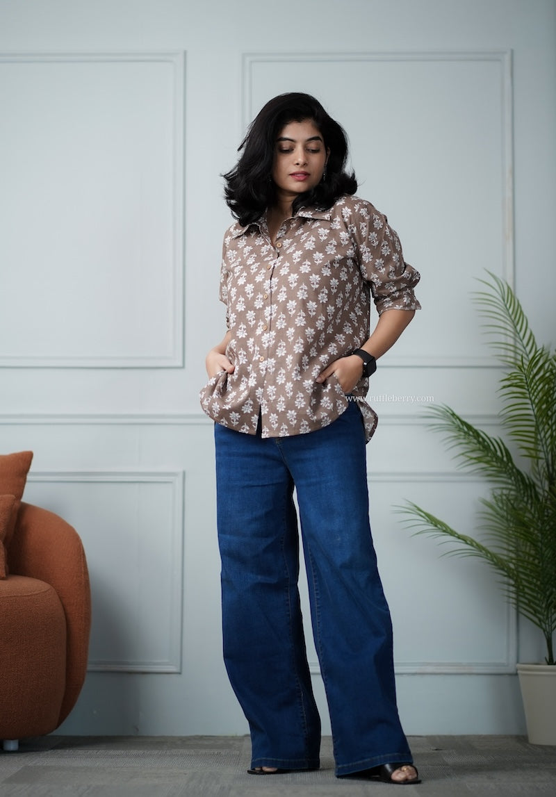 caramel cotton shirt