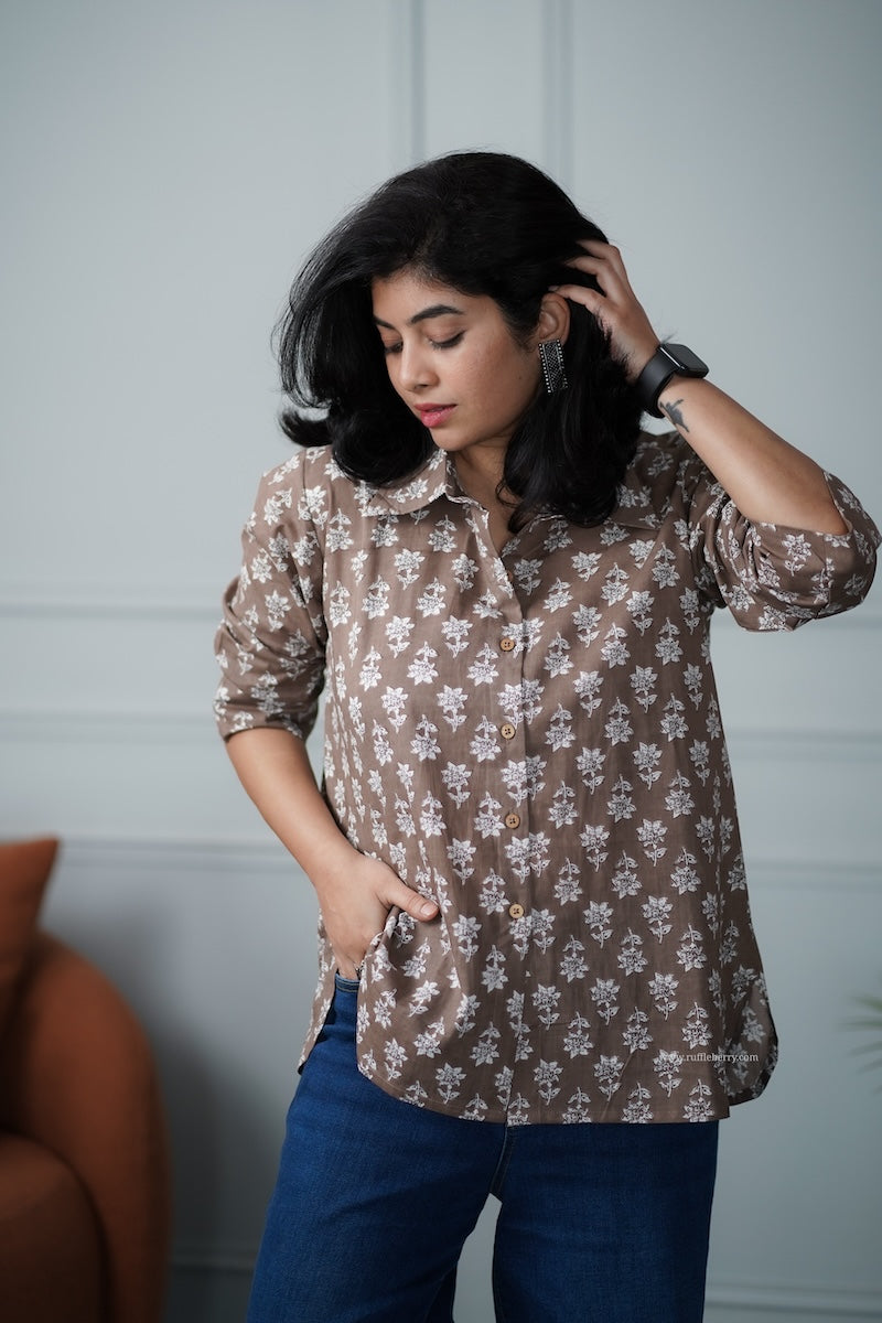 caramel cotton shirt
