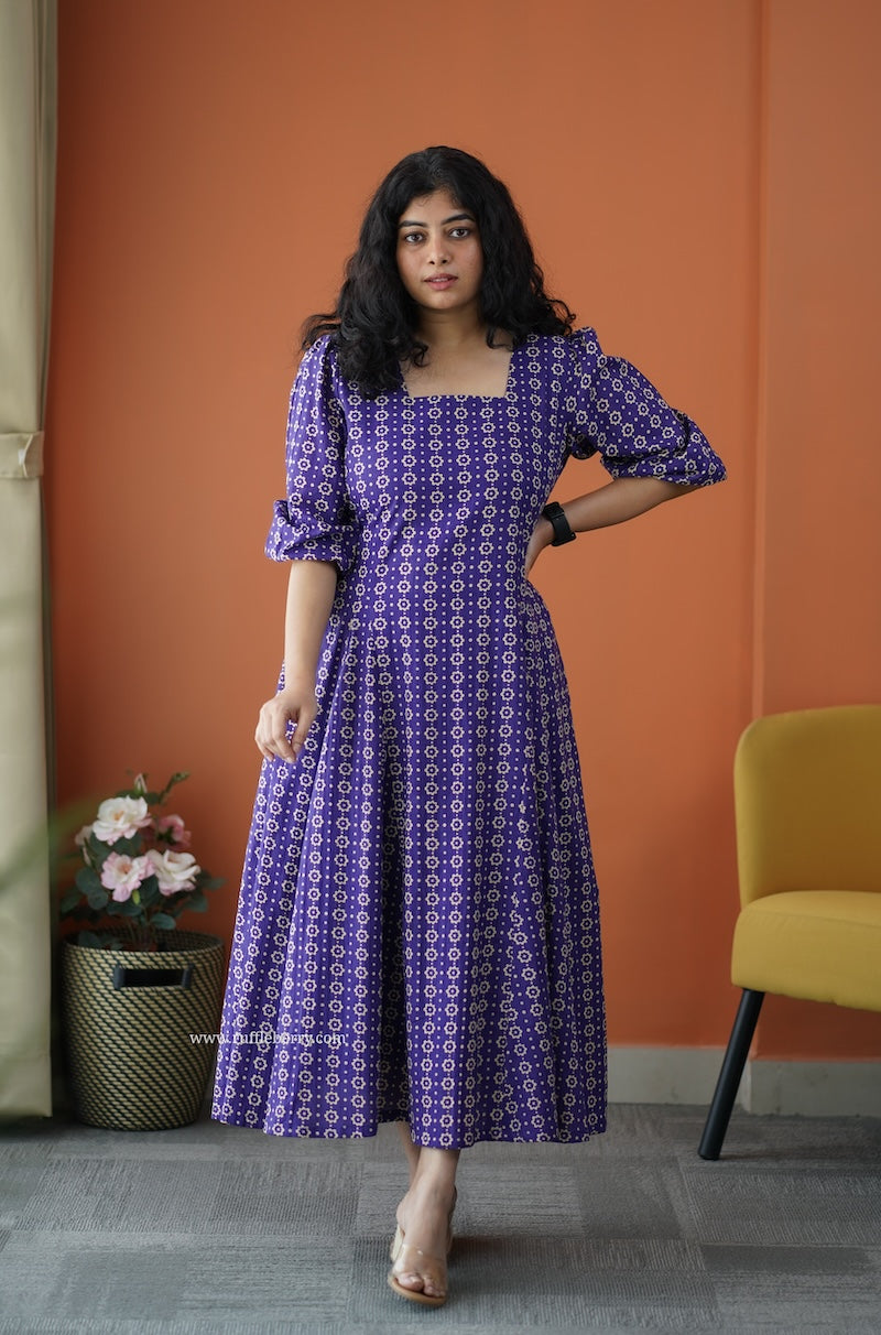 iris violet cotton a-line dress