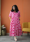 Iris Pink Floral Cotton Tier dress
