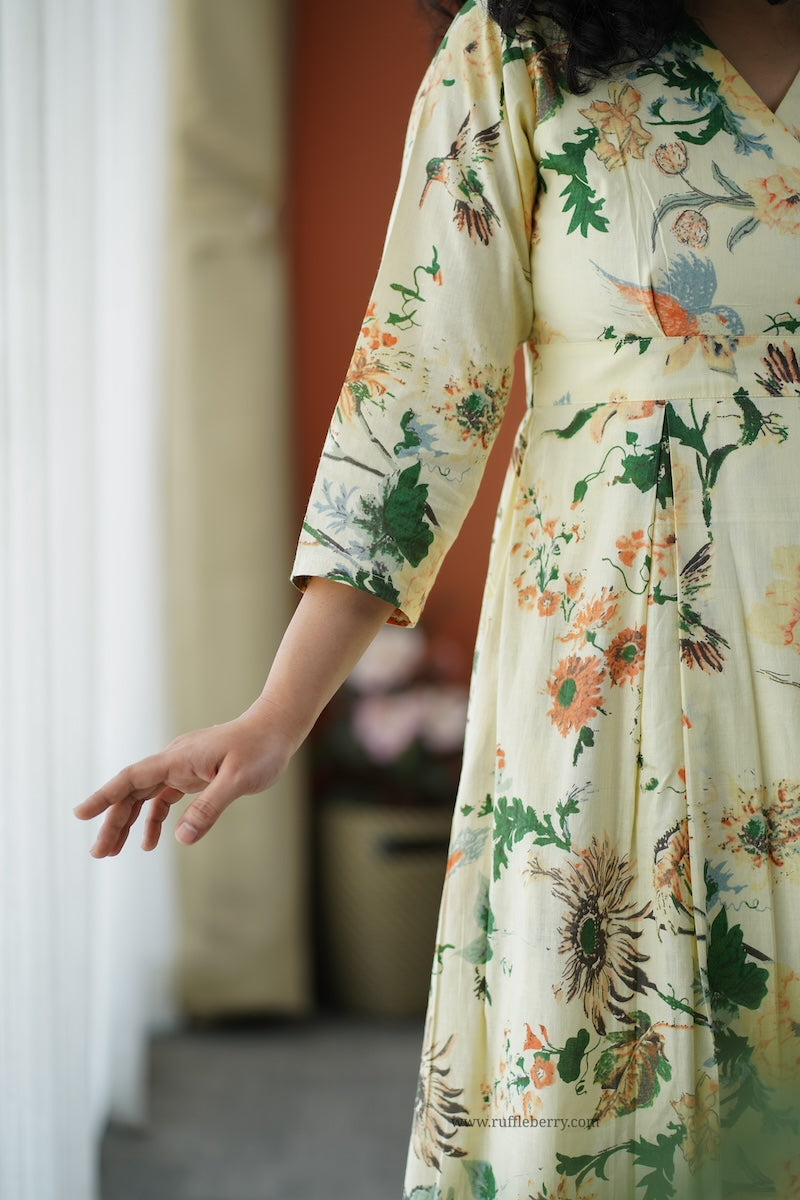 iris off-white cotton button wrap dress