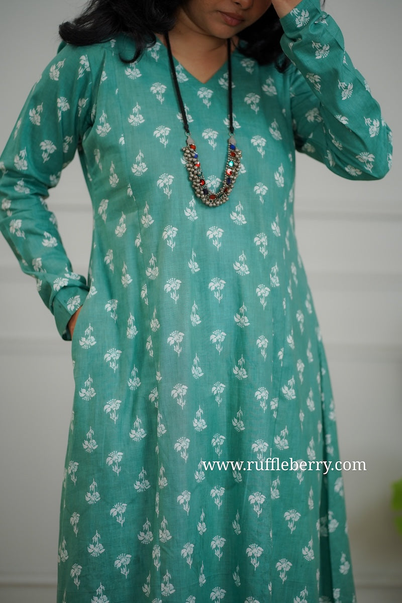 kanmani green cotton co-ord set