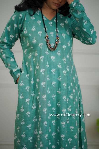 Kanmani Green Cotton Co-ord Set