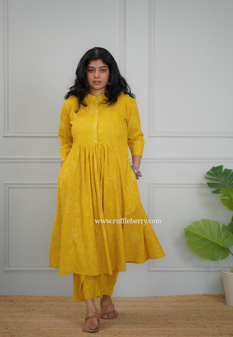 kanmani yellow cotton co-ord set