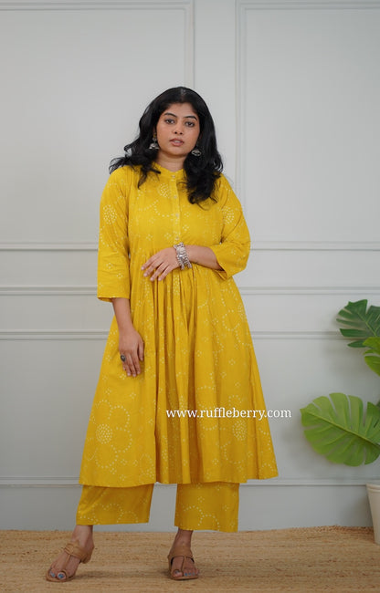 Kanmani Yellow Cotton Co-ord Set
