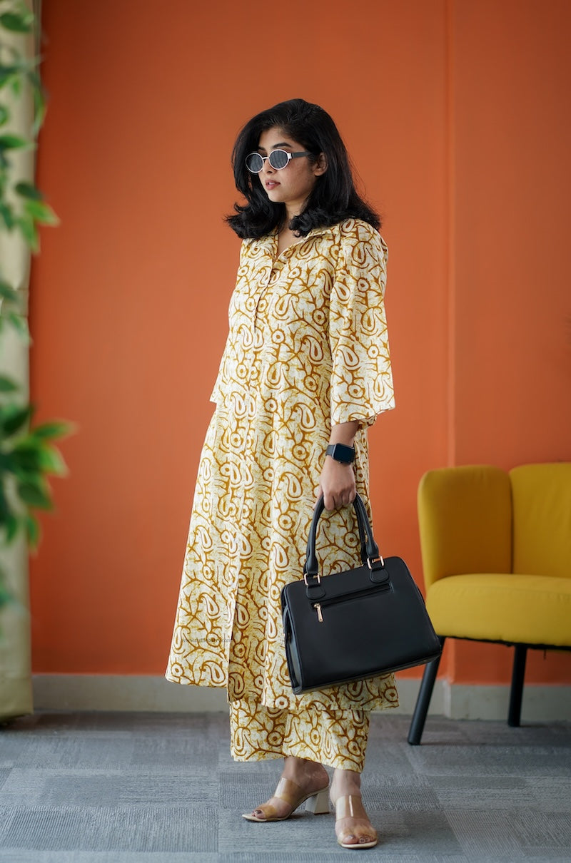 june yellow cotton co-ord set