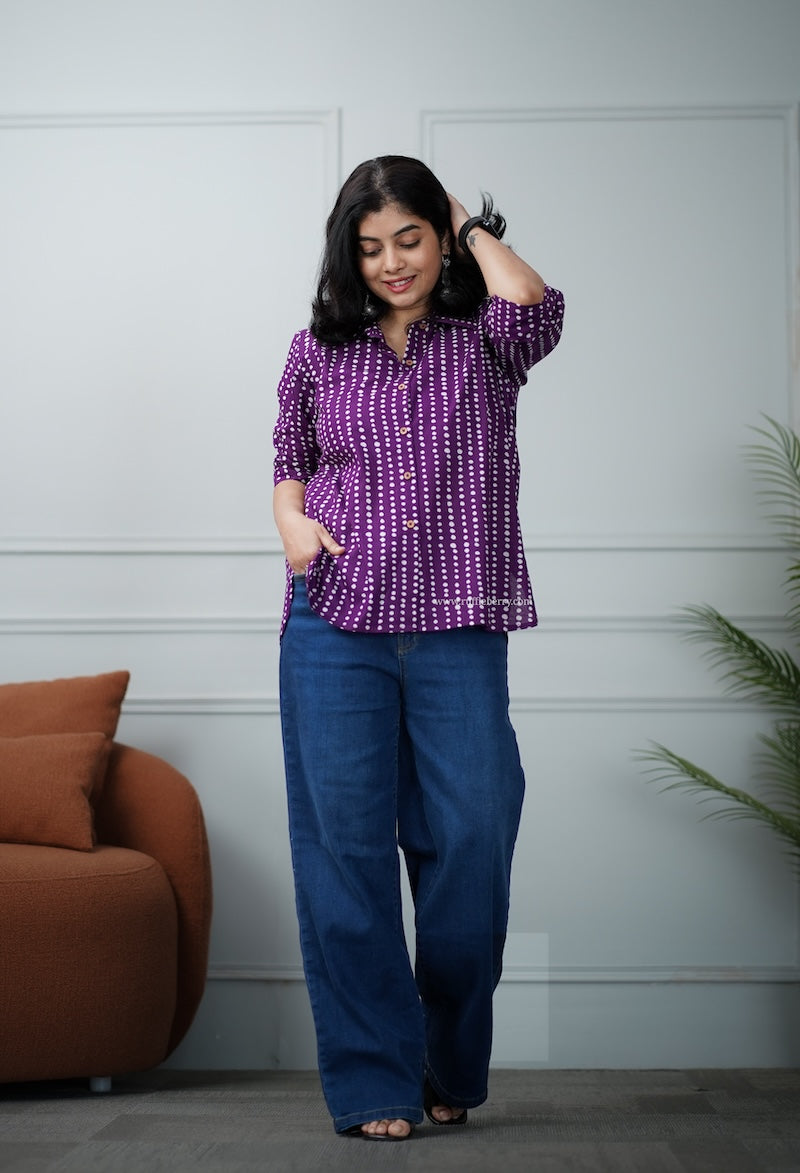 purple cotton shirt