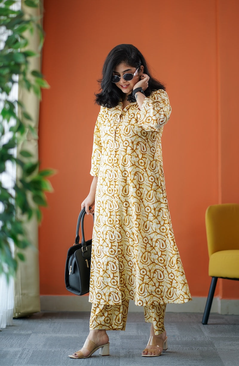 june yellow cotton co-ord set