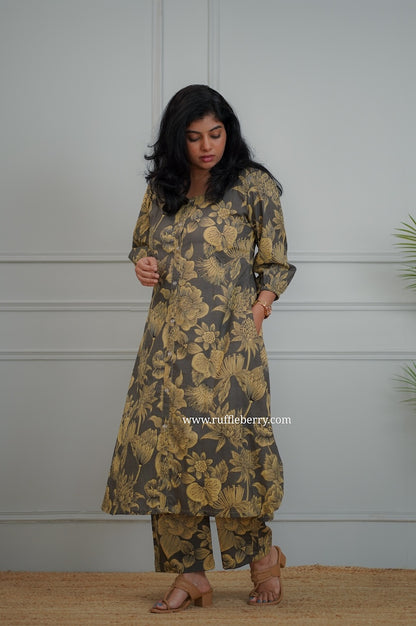 Kanmani Grey Cotton Co-ord Set