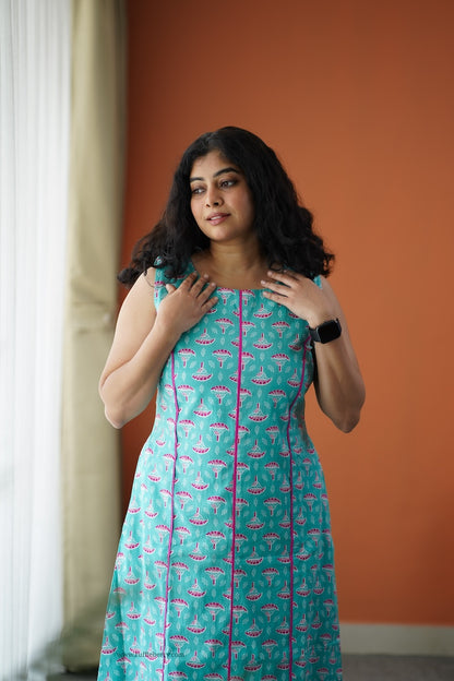 Iris Blue Cotton A-line Dress