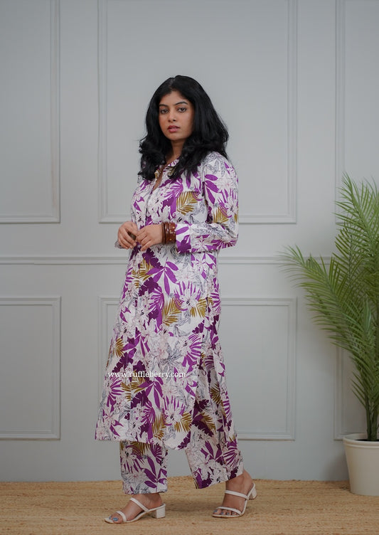 Kanmani White Floral Cotton Co-ord Set