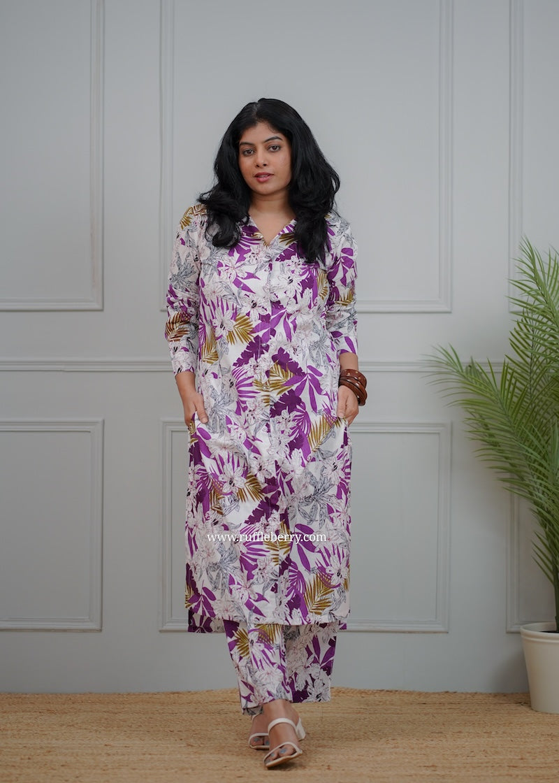 kanmani white floral cotton co-ord set