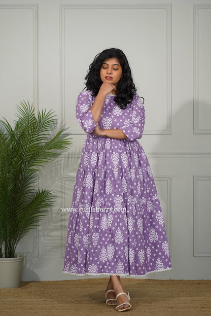 J-POP Lavender Cotton Tier Dress