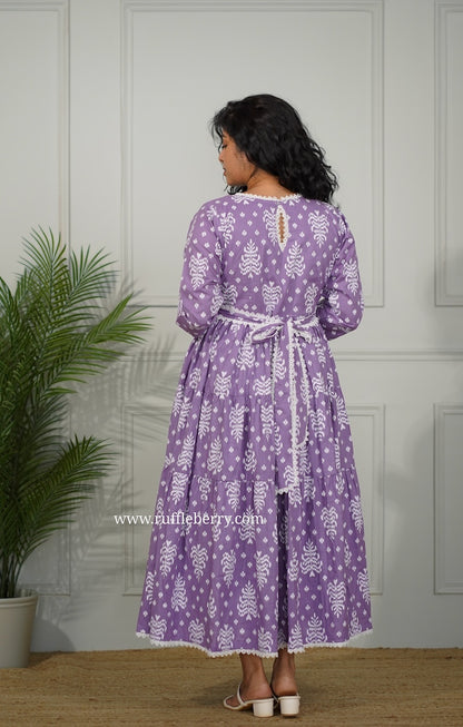 J-POP Lavender Cotton Tier Dress