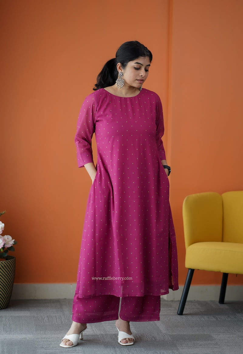 varang pink georgette co-ord set