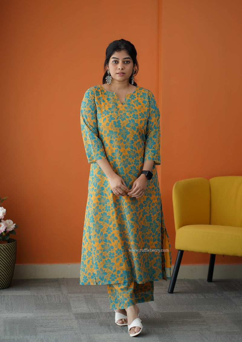varang mustard georgette co-ord set