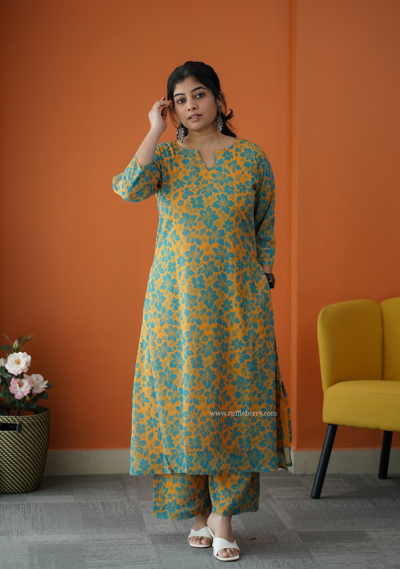 varang mustard georgette co-ord set