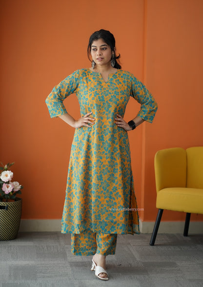 Varang Mustard Georgette Co-ord Set