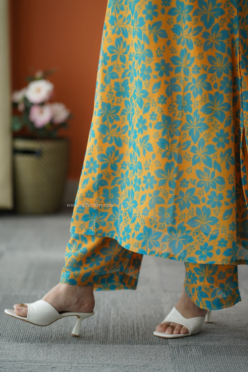 varang mustard georgette co-ord set