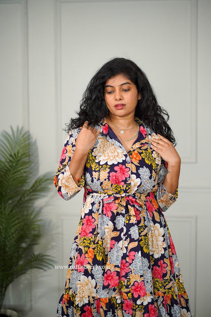 J-POP Multifloral Cotton Shirt Dress