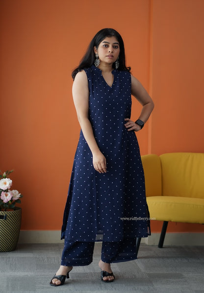 Varang Blue Georgette Co-Ord Set