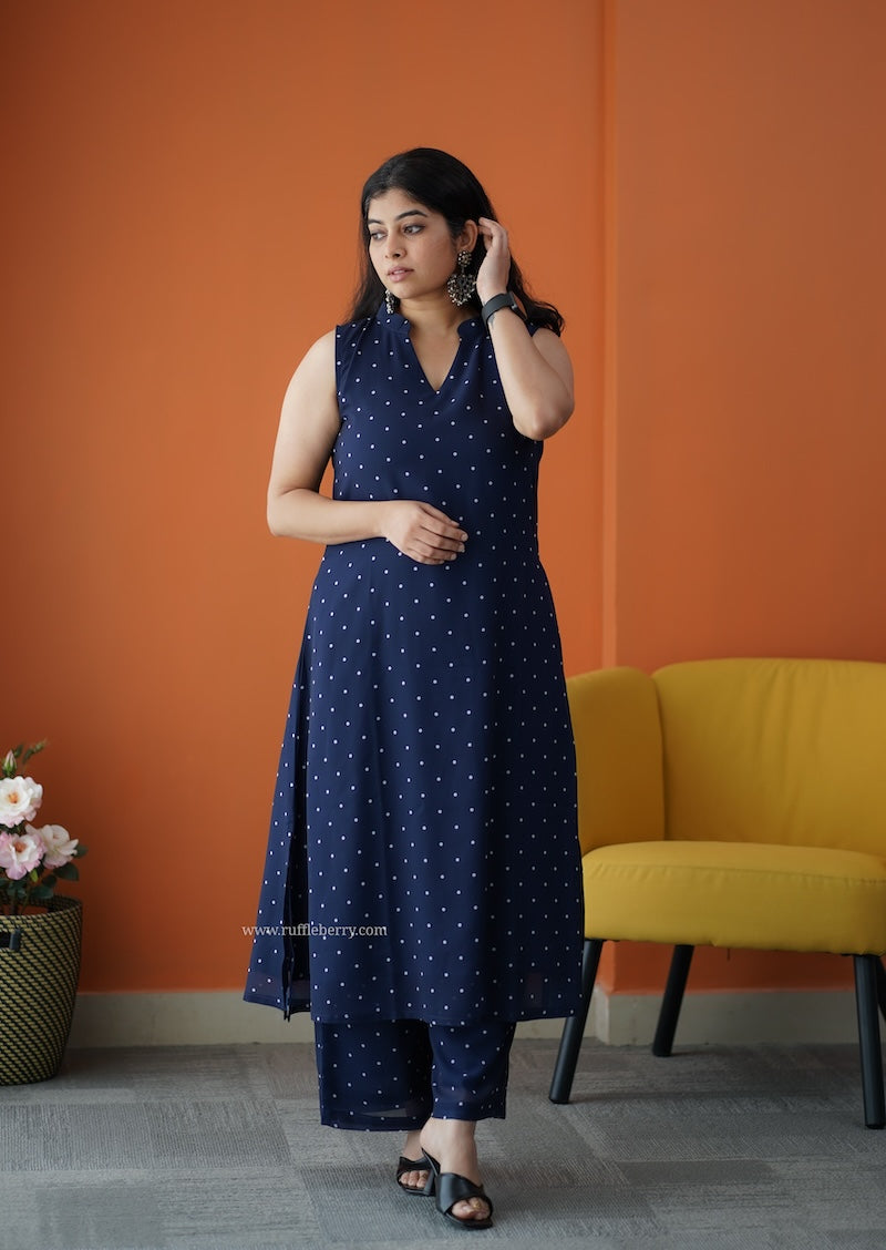 varang blue georgette co-ord set