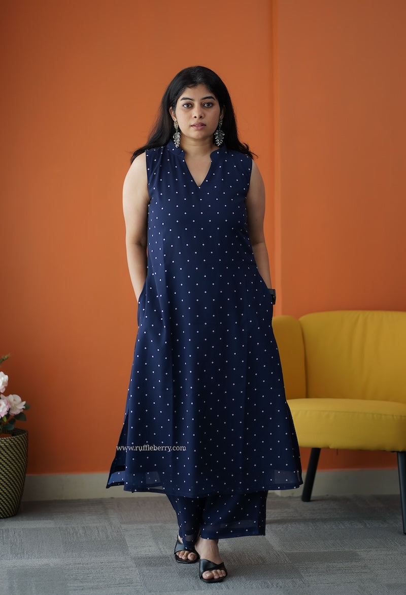 varang blue georgette co-ord set
