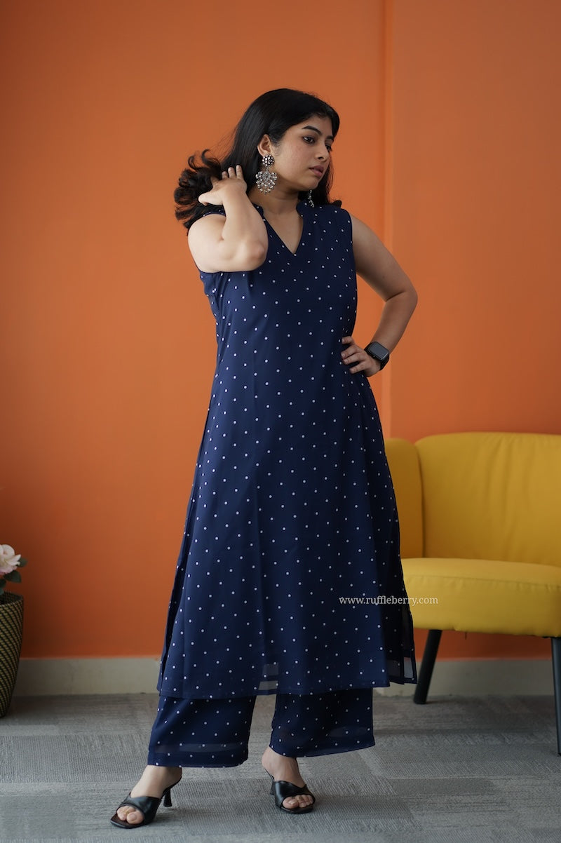 varang blue georgette co-ord set