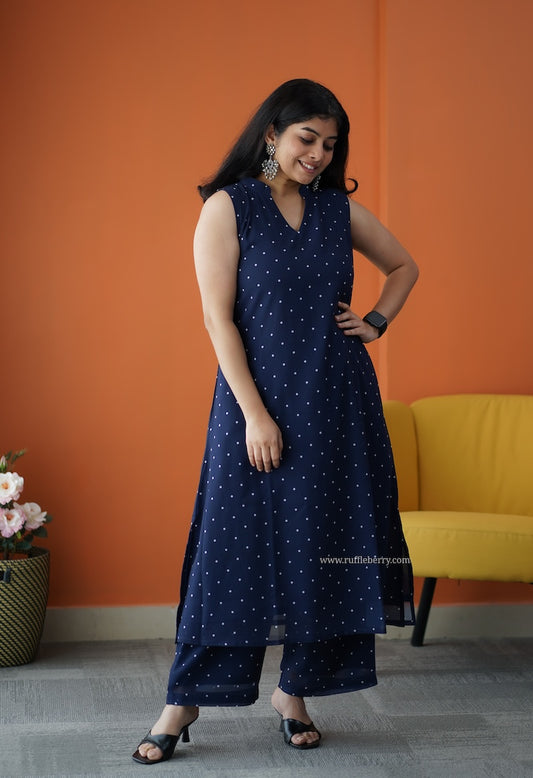 Varang Blue Georgette Co-Ord Set