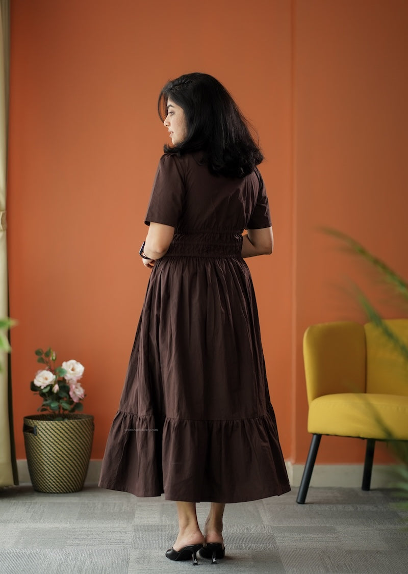 espresso cotton tier dress
