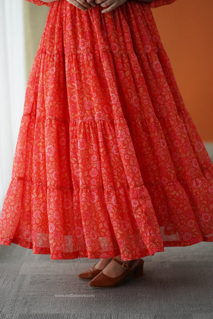 Forget Me Not Orange Georgette Dress